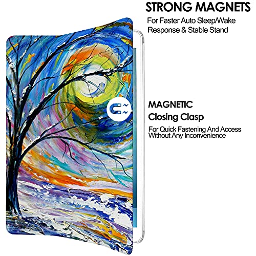 Image of DuraSafe Cases for iPad Mini 5 7.9 Inch 2019 [ Mini 5th Gen ] A2133 A2124 A2126 A2125 Printed Smart Trifold Lightweight Soft Silicone Transparent Front & Back Cover - Tree Sculpture Print