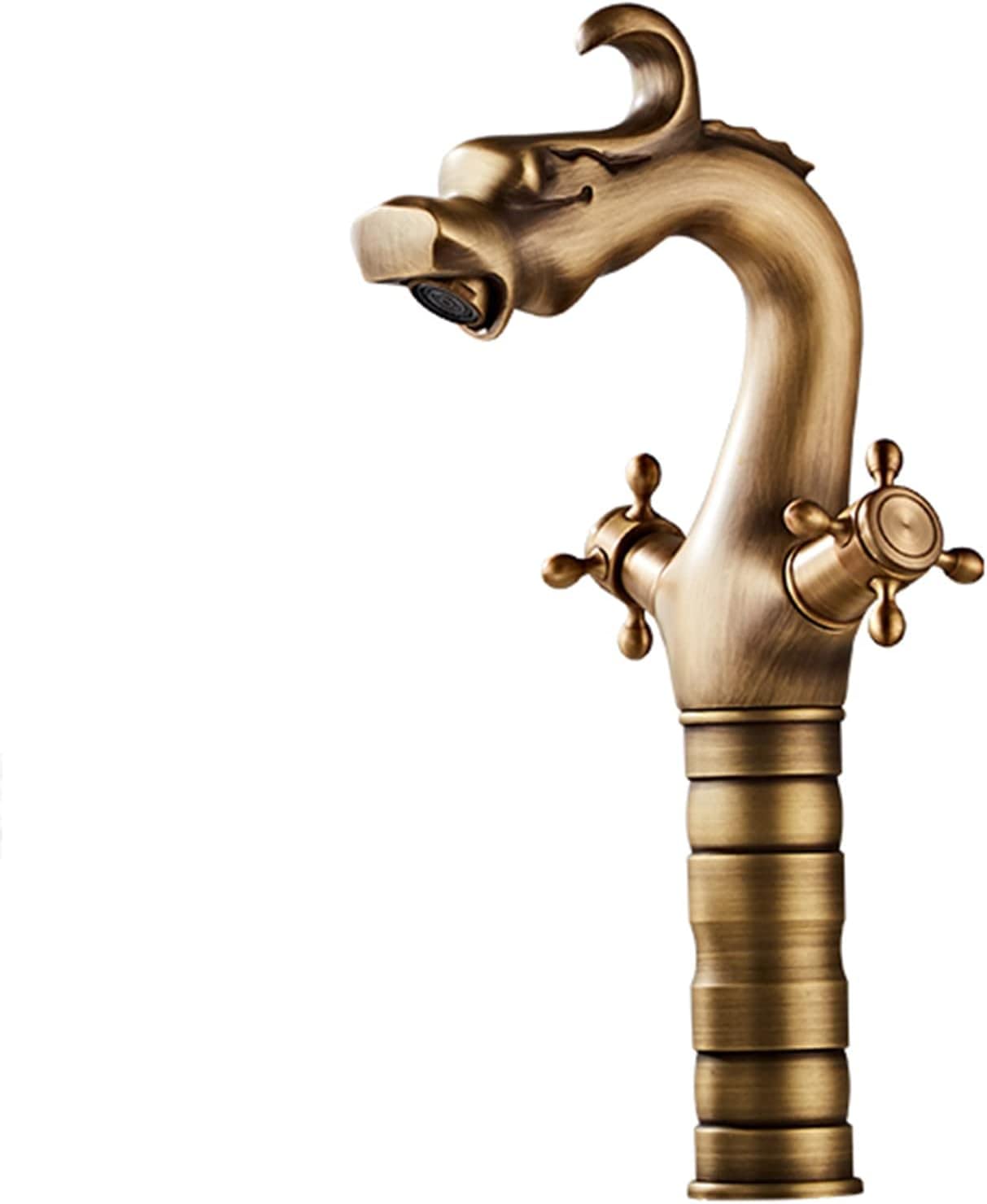 VDOQTLJT Antique Brass Kitchen Sink Faucet Cross Knobs Cold and Hot Bathroom Tall Faucets Black Retro