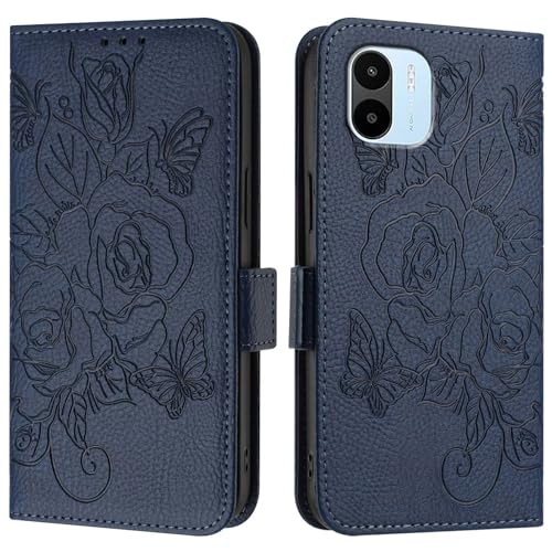 Étui portefeuille Redmi A2 4G housse de protection antichoc fine bleue
