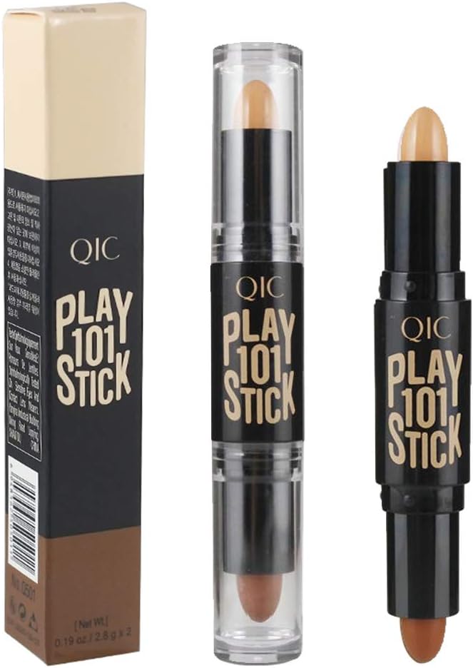 Double-Head Make up Concealer Contouring Face Highlighters Sticks, Highlighter Three-Dimensional Face Brightening Pen (Natural-Light Coffee)