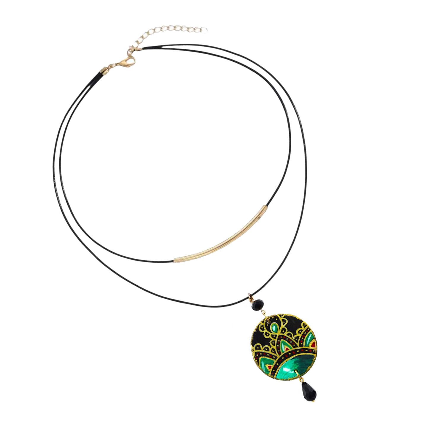 Collar con colgante Decoración cerámica de Vietri – Collar con colgante de madera pintado a mano, medallón artesanal, joya elegante, idea de regalo para mujer, Made in Italy, homenaje a Vietri