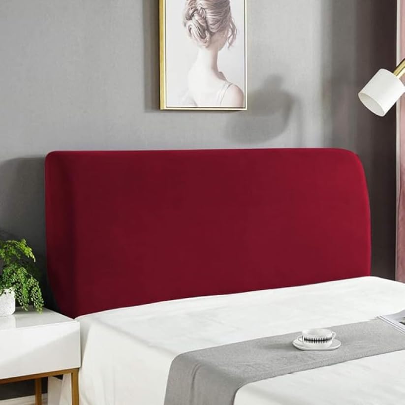 INTRECCI Copri Testata Letto Singolo, Copritestiera Letto, Copertura Testiera, Elasticizzata, Morbida, Copri Spalliera, Effetto Liscio, Facile da Installare e Pulire. Modello: Eddie, Bordeaux
