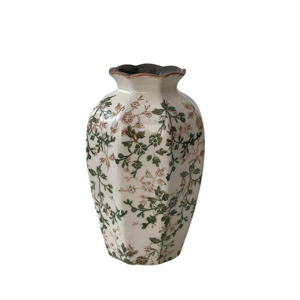 CHUOZI Vase for Flowers Lace Ceramic Small Ornament Living Room Flower Arrangement Dry Flower/hydroponic Decorations Decorative Vase(Large)