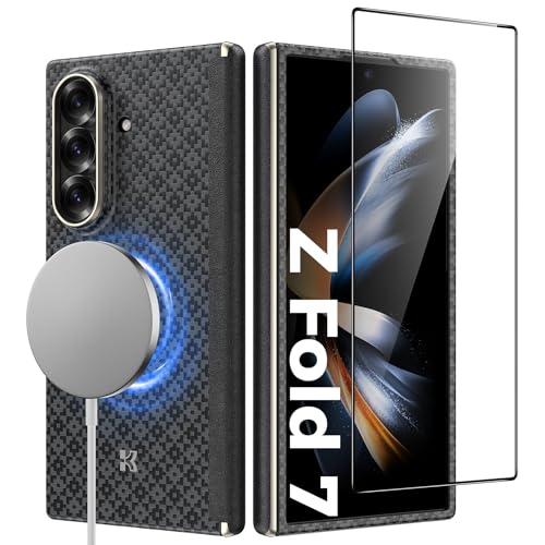 BENKS 3 in 1 per Samsung Galaxy Z Fold 7 Cover con Pellicola, Custodia con Protezione Cerniera, Ultra Sottile Custodia Magnetica in Fibra Aramidica Kevlar e PC, ArmorAir ArmorGrid