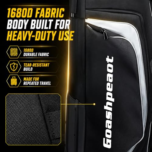 Goashpeaot Hard Case Golf Club Travel Bag w/ Heavy-Duty Wheels (Classic Black) - image 4