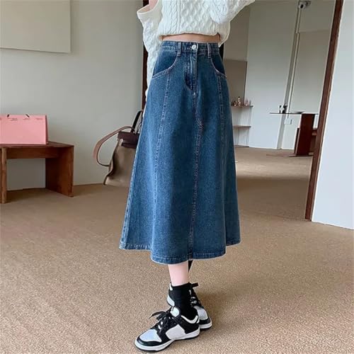 Women Plus Size A-Line Denim Skirt High Waist Slimming Fit Medium Length Umbrella Skirt for Spring Summer3