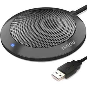 Conference USB Microphone, Computer Desktop Mic with LED Indicator, Plug & Play Omnidirectional Condenser PC Laptop Mics for Online Meeting, Class, Skype, Recording, Zoom, (No Speakers Included)