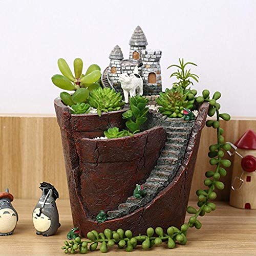Rebuku 植木鉢 ガーデンポット カクタス 多肉 植物 プランター プランターデコレーション 観葉植物ボック スガーデン スカイガーデンデコレーション 誕生日 プレゼント(城)