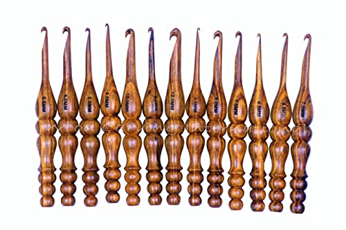 Set Di 4 Uncinetti Ergonomici In Legno Di Sheesham Fatto A Mano, Leggeri E Sostenibili - 2