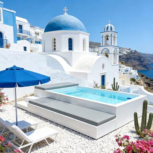 Piscina ovalada con sofá, piscina duradera con pasamanos para uso doméstico de hotel, villa