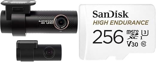 blackvue dr900x 2ch plus with 32gb microsd card sandisk 256gb high endurance video microsdxc card with adapter for dash cam and home monitoring syst