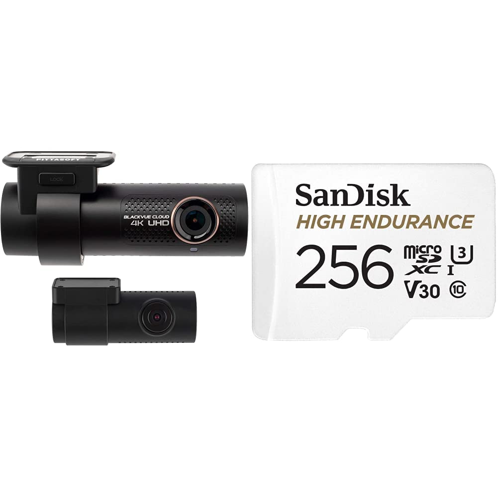 BlackVue DR900X-2CH Plus with 32GB microSD Card and SanDisk 256GB High Endurance Video microSDXC Card