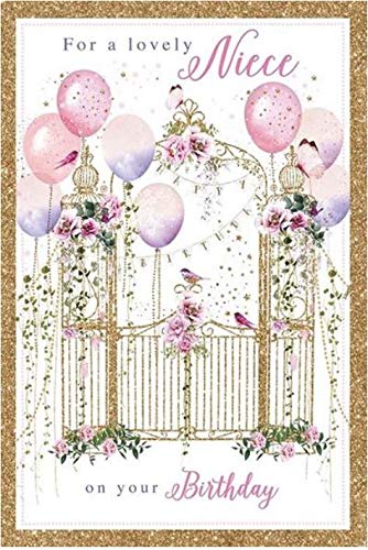 Biglietto Di Auguri Di Compleanno Nigel Quiney Niece, Per Una Bella Nipote Con Palloncini Floreali V 874241