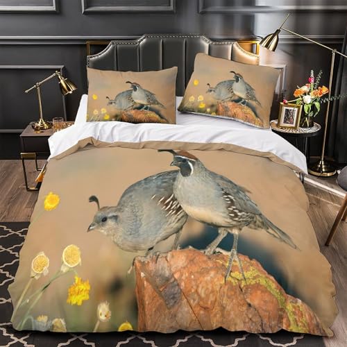 Housse de couette cailles sans repassage fermeture éclair 140x200 - 2