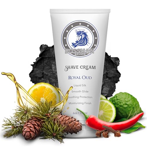 Bossman Liquid Silk Shave Cream for Men w/ Sensitive Skin - Royal Oud