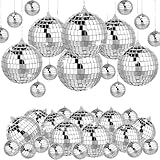 20 Gemischt Discokugeln Set,Discokugel Durchmesser,Klein Spiegelkugel Mini 3cm 4cm 5cm 6cm,Spiegelkugel Zum Aufhängen,Silber Discokugel,Mirrorball,Discokugeln Klein,Silberne Hängekugel,Discokugel Deko