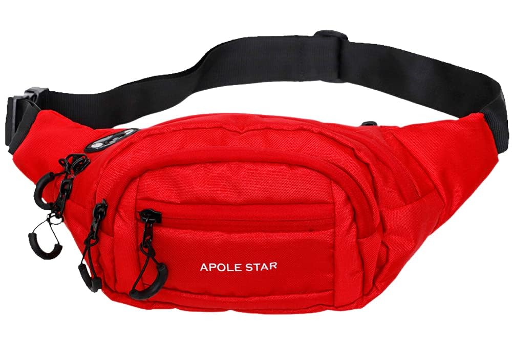 Apolestar Red Waist Pack - Travel/Passport Holder with Adjustable Strap - Water Resistant - One Size - 3 Pockets-image-28