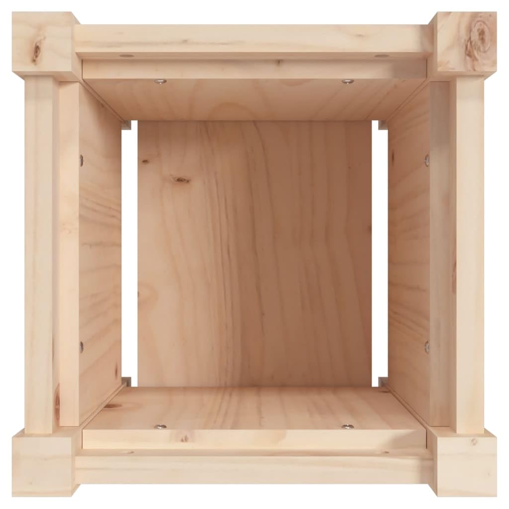 Macetero rústico de madera de pino, juego de 2 unidades, 31 x 31 x 31 cm, maceta de madera maciza para balcón, jardín, diseño que ahorra espacio, jardinera elevada