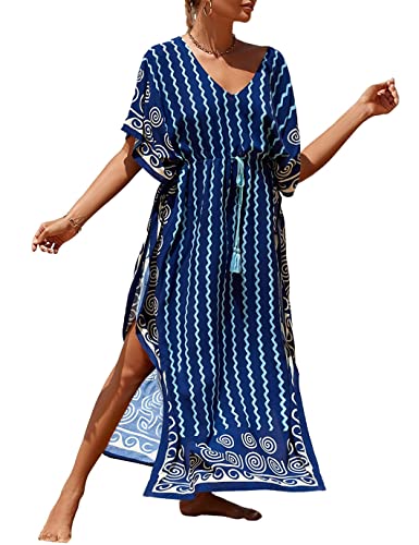 Image of Eddoyee Loose Beach Kaftan Dresses for Women Caftan Swimsuit Cover Up