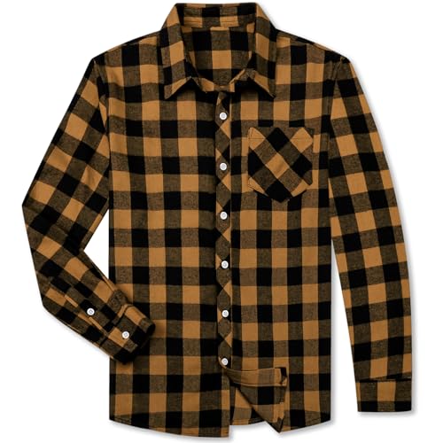 Image of Betusline Boy and Men Button Down Plaid Shirt | Soft,Breathable and Comfortable Fabric