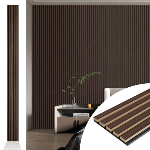 Image of Art3d 4pcs-107 x 8in Slat Acoustic Panel for Wall and Ceiling, 3D Fluted Sound Absorbing Panel with Wood Finish, Dark Walnut