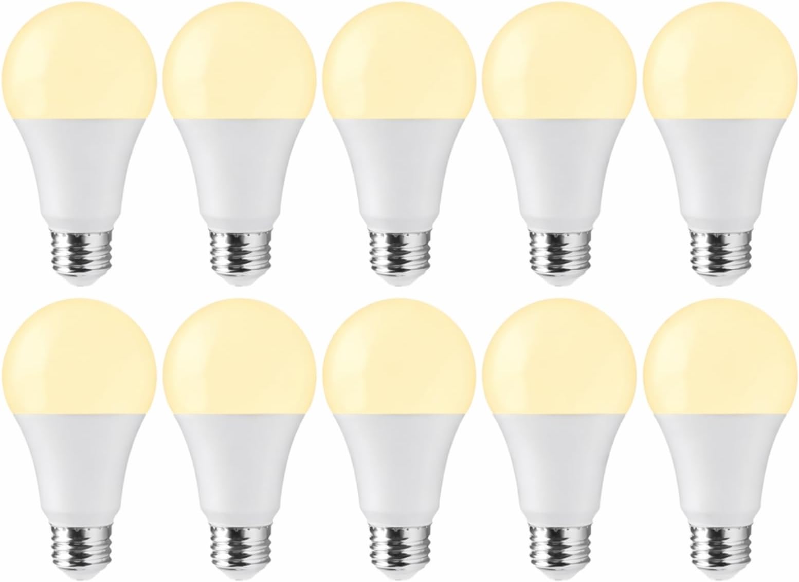 12W LED Light Bulb E27 Warm White 3000K, A60 Non-Dimmable LED Bulb, Soft Ambient Light, Energy Saving Replacement for 60W, E27 Base, Pack of 10