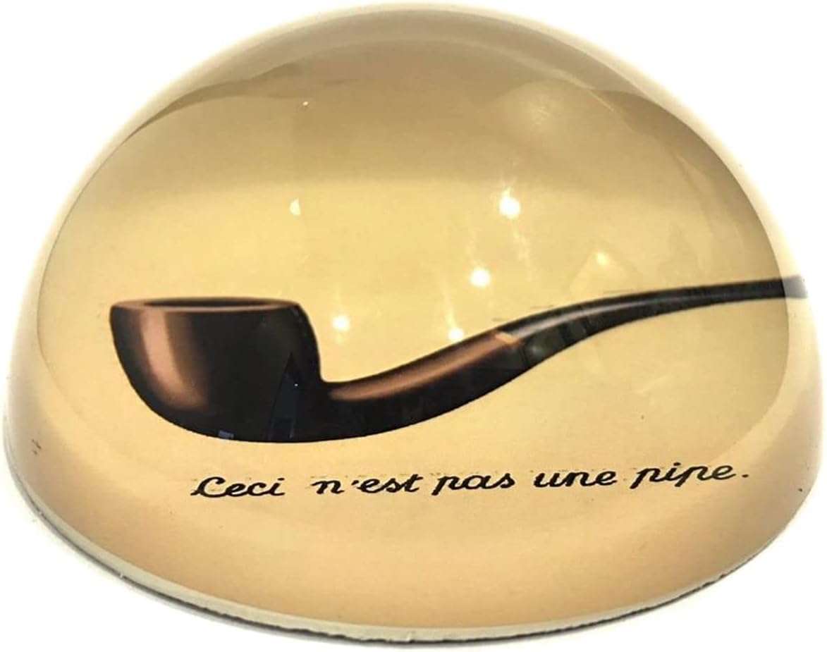 Half Dome Glass Paperweight - Magritte the Treachery of Images - 3 x 3 x 1 1/2 H