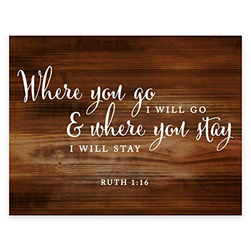 Andaz Press Biblical Wedding Signs, Rustic Wood Print Poster, 8.5-inch