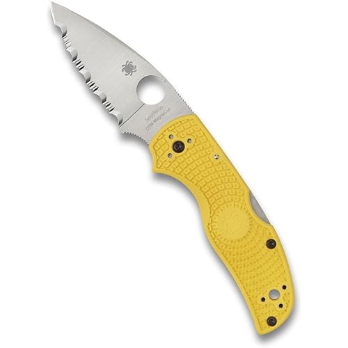 Spyderco Native 5 Salt Knife with 2.95" Corrosion-Resistant LC200N Steel Blade and Lightweight Yellow FRN Handle - PlainEdge - C41PYL5