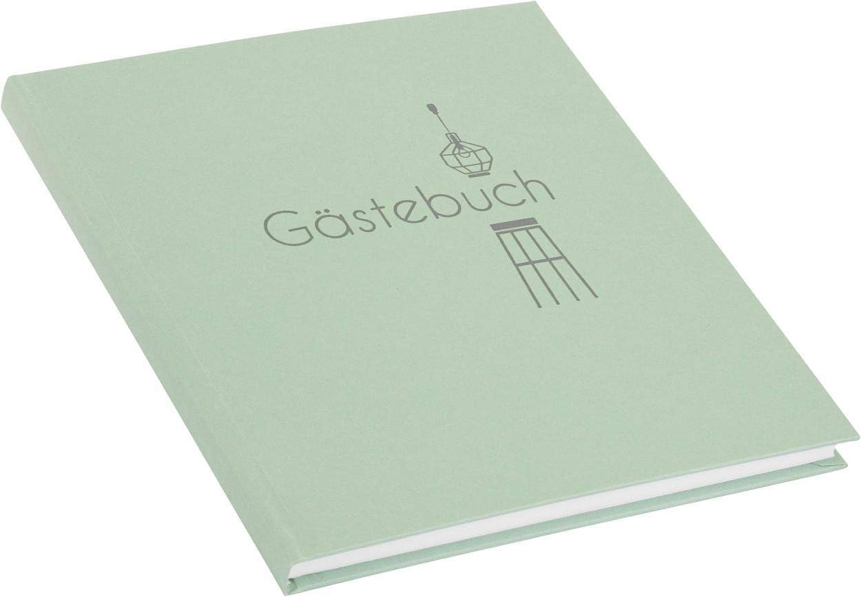 goldbuch Guest Book Stay, Photo Book for Guests with 176 White Pages and Bookmark, Textured Bookbinding Paper Cover with Embossing, Photo Album Approx. 23 x 25 cm, Mint, Paper, 23 x 25 x 2 cm