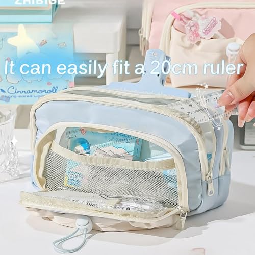 Image of Pencil Cases Large Capacity Pencil Bag Pouch Holder Box for Girls Kids Office Students Organizer School Stationery Supplies (Blue)