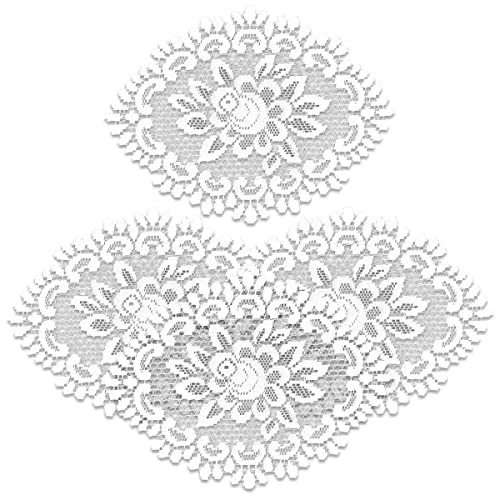 Heritage Lace 56672W-S 12 x 16 in. Rose Doily - Off White - Set of 4