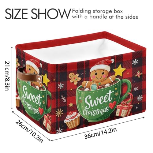 Image of Aslsiy Storage Basket Gingerbread Man in Cup Christmas Nursery Bins Baby Box Canvas Clothes Shelf Basket Laundry Hampers 2 Pcs