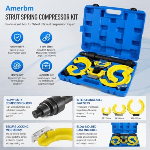 Image of Coil Spring Compressor Tool Heavy Duty Strut Spring Compressor Set, 9921lbs MacPherson Strut Compressor Tool Automotive with 3 Pairs Interchanging Yokes, Universal Car Spring Compressor