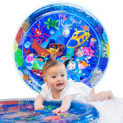 Image of TT TUMMYTIMEZ Baby Tummy Time Water Mat, Premium Activity Center Promoting Baby Motor & Sensory Development, Inflatable Playmat Pat Visual Stimulation Gift for Infants & Toddlers Boys & Girls