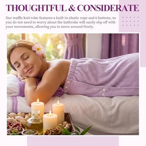 Image of Tigeen 4 Pcs Spa Wrap Towel Wrap for Women Spa Robe with Adjustable Closure Elastic Top Lightweight Wraps for Bath Shower (Pale Purple,M)