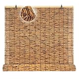 Bamboo Roman Window Blinds Cordless UV Protection Roller Shades, Outdoor Patio Reed Privacy Curtains
