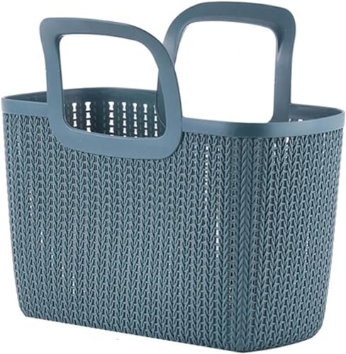Sadior バスケット 大容量 手提げ お風呂 カゴ 持ち運び バスバスケット 水切り 温泉ポーチ 買い物かご 収納バスケット おしゃれ 多機能 ランドリーバスケット シャワーバスケット スパバッグ 銭湯セット バス用品収納 化粧品入れ 小物入れ (ブル