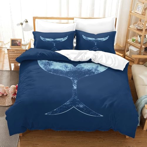 Housse de couette queue de baleine 3D en microfibre 140x200 - 3