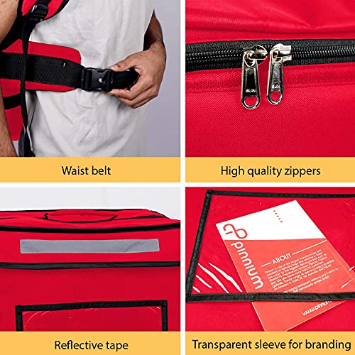 Image of Maxim Insulated Water Stain Repellent Food Pizza Courier Delivery Bag 45 litres 14X14X14 inches (Large, Red)