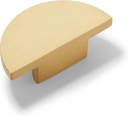Paquete de 2 tiradores de cajón de latón macizo, pomos y manijas de gabinete de cocina semicírculos, pomos dorados para gabinete y cajón, manijas