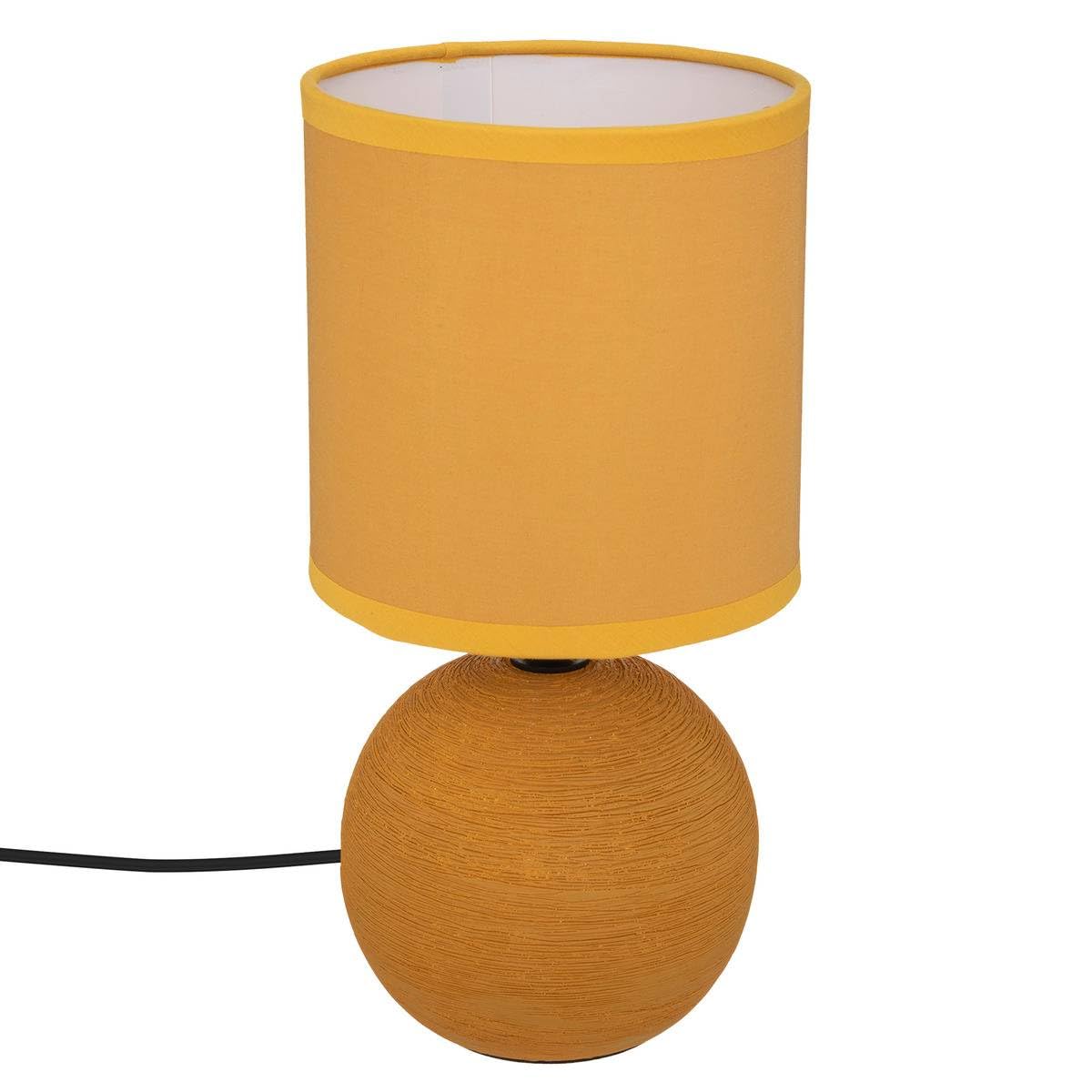 Atmosphera Timéo Kugellampe – Keramik In Sandstein-Optik, Khakigrün, Höhe 25 Cm, Inkl. Lampenschirm
