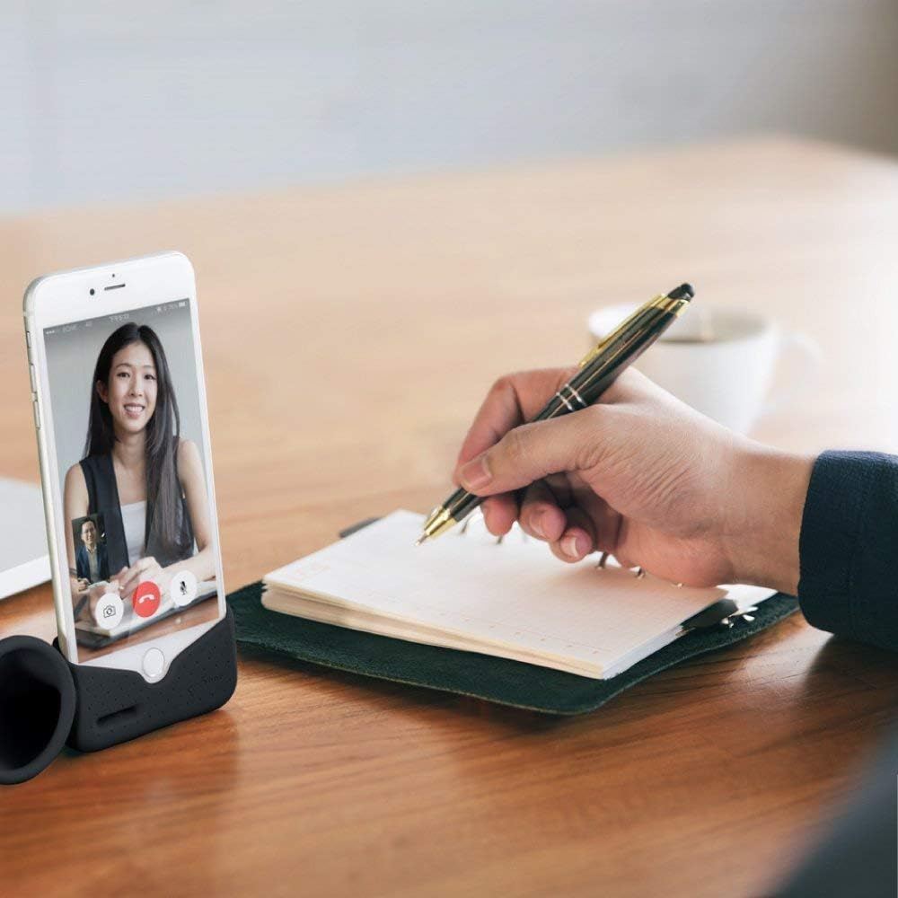 Bone iPhone Horn Stand, iPhone Sound Amplifier Stand Speaker Dock Holder for Selfie, Live Stream, Broadcast, Webcam, Video Conference for iPhone X SE 8 7 6 6s - Black (Small) : Cell Phones & Accessories