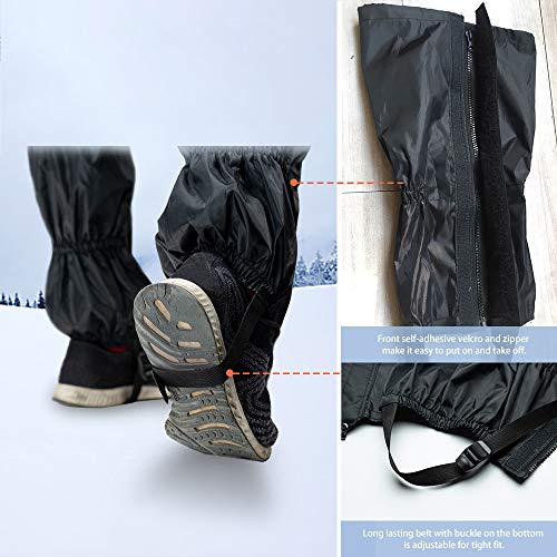 Leg-Gaiters-High-Waterproof-Snow-Boot-Shoe-Cover-with-Zipper-Adjustable-Breathable-Lightweight-Windproof-Sand-Proof-for-Outdoor-Hiking-Skiing-Backpacking-Trekking-Camping-Climbing-Snowshoeing