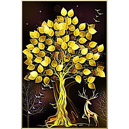 Peinture Diamant Arbre Doré Grand Format anti-stress pour loisir adulte