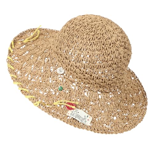 Sombrero de paja tejido para mujer con ala ancha para verano