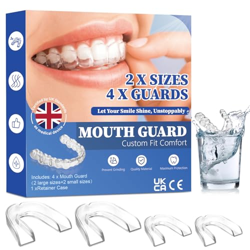 4 Pack Sleeping Mouth Guard for Clenching Teeth at Night Stops Bruxism Reusable Mouth Guards Grinding Teeth for Adults & Kids