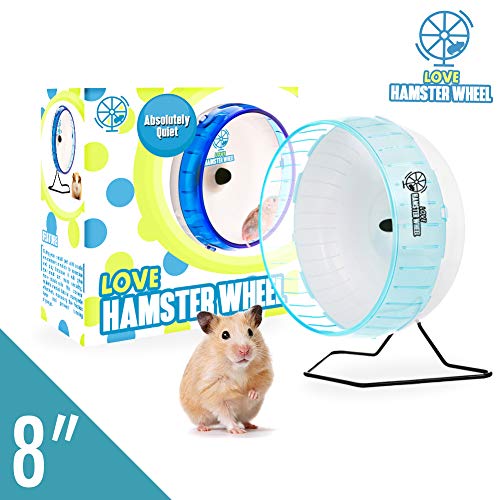 Hamster Wheel 8” Pet Comfort Exercise Wheel Large and Easy Attach to Wire Cage for Hamsters Gerbils Chinchillas Hedgehogs Mice and Other Small Animals - Premium PP Material Blue