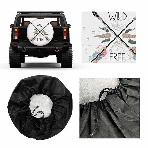 MIYASANG Wild and Free Spare Tire Cover Ethnic Arrows Tribal Colorful Feathers Boho Hippie Style Weatherproof Universal Wheel Protectors Camper Tire Covers for Trailer Rv Travel(17 inch) by MIYASANG - Used condition - Image 2