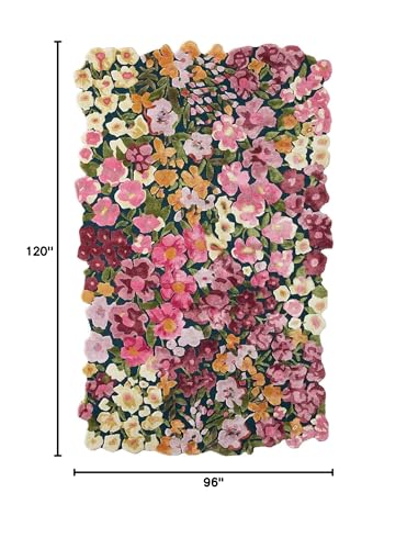Tapete Floral Irregular Hecho a Mano de Seda y Lana 5x8 ft miniatura 2